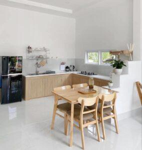 bố trí bếp phong cách tối giản